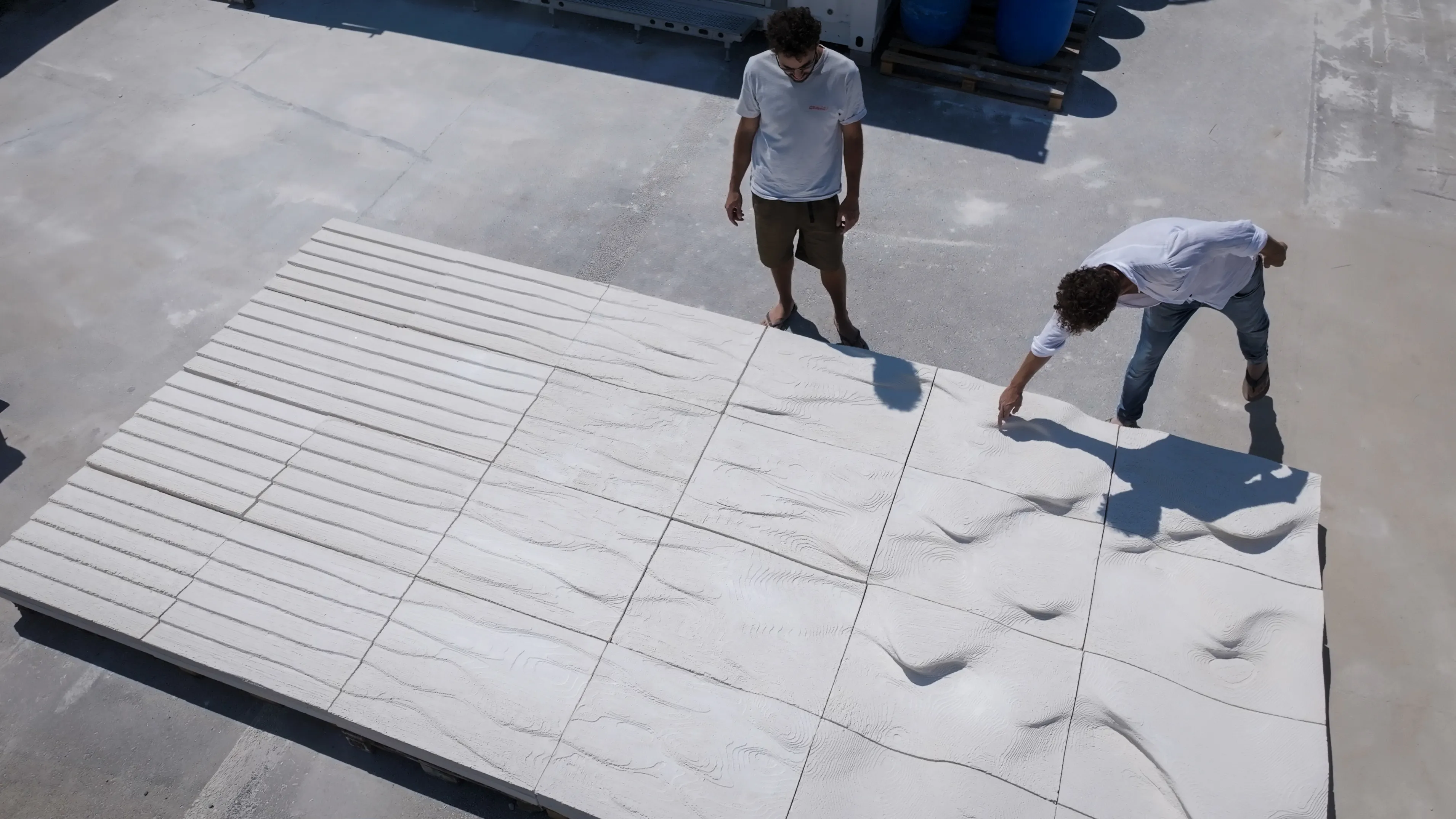 Relief panels laid out with a continuous surface